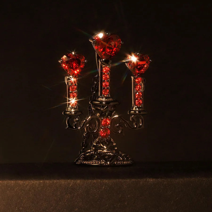 Women's gothic necklace with hollow candlestick pendant on cross chain, zinc alloy with diamond finish