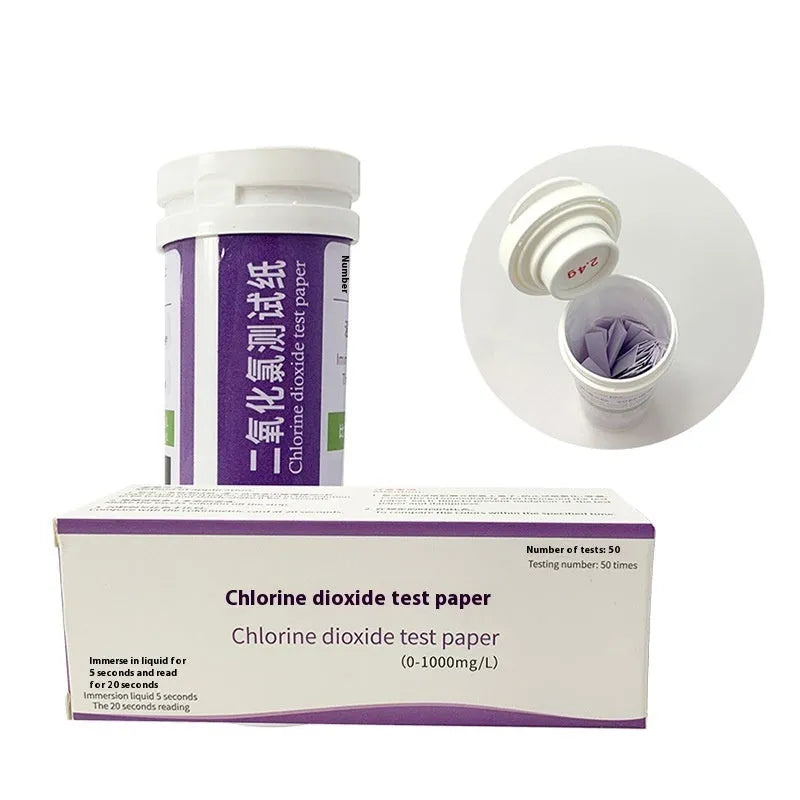 Chlorine dioxide test paper bottle with 50 strips for waste water concentration detection