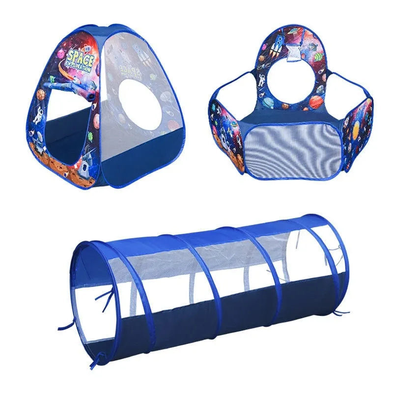 Three-in-one children's cartoon tent with tunnel and ball pool in marine themes for girls aged 4-6