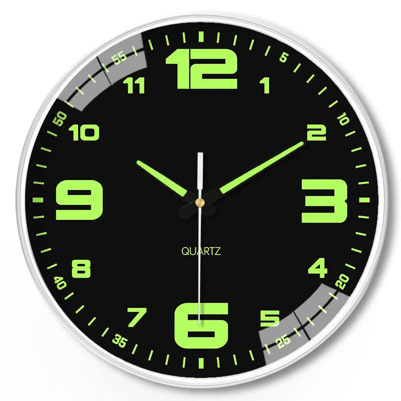 Modern 8 inch luminous wall clock with 20cm diameter and plastic casing