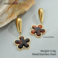 Tortoiseshell resin hawksbill colour earrings with electroplated 18K stainless steel in heart and floral geometric designs