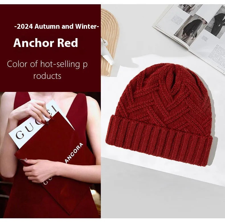 Women's thick wool knitted dome winter hat in six colour options