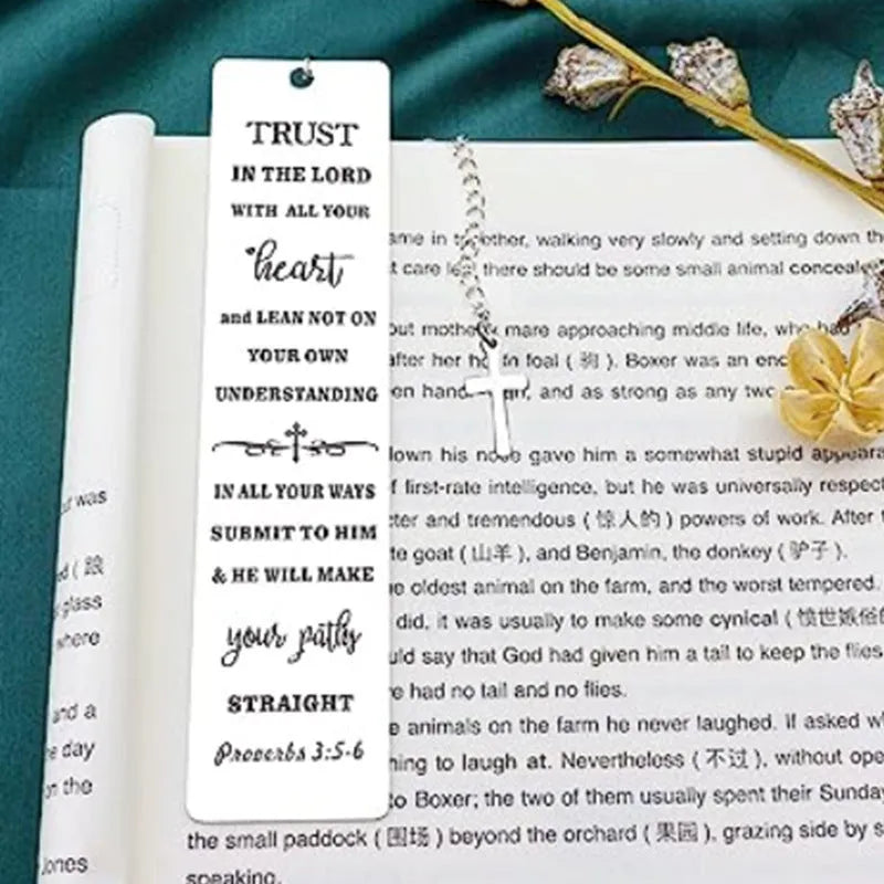 Stainless steel bookmark with family Bible verse in CFS5170 steel colour