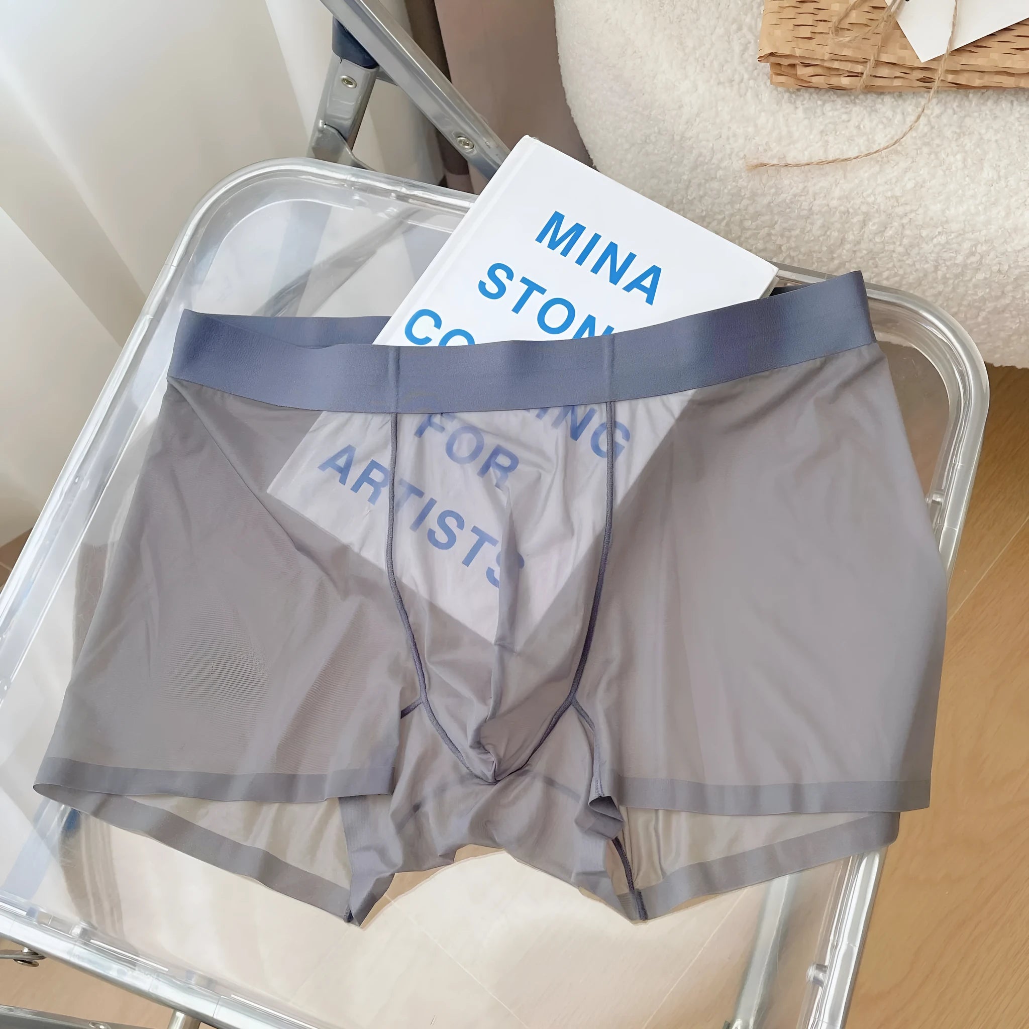 Men's quick-drying seamless boxer shorts in breathable nylon fabric