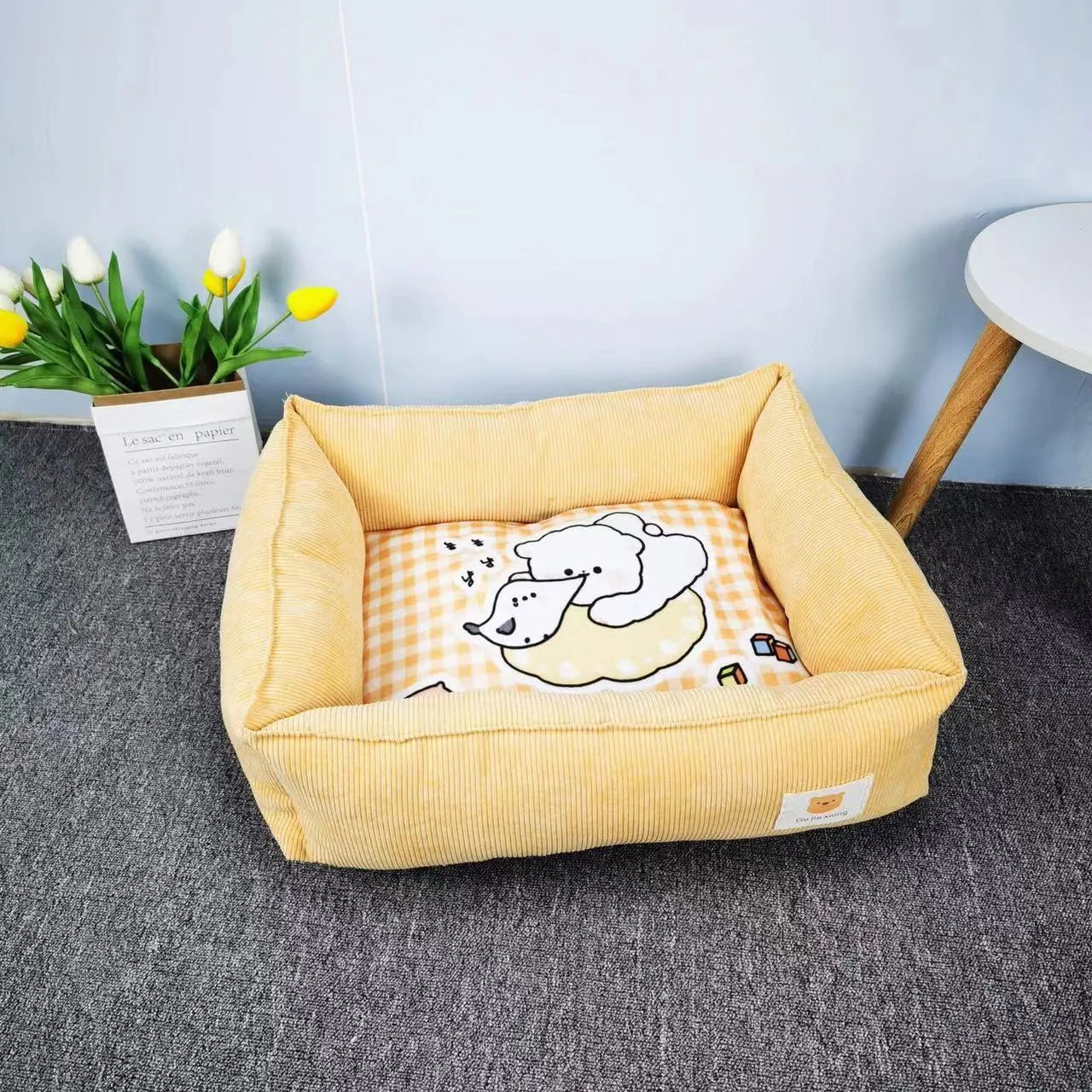 Dog pet nest in cloth fabric available in 50x40cm and 60x50cm sizes with seven colour options