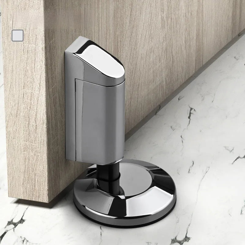 Zinc alloy invisible door stopper in modern design on a bedroom floor