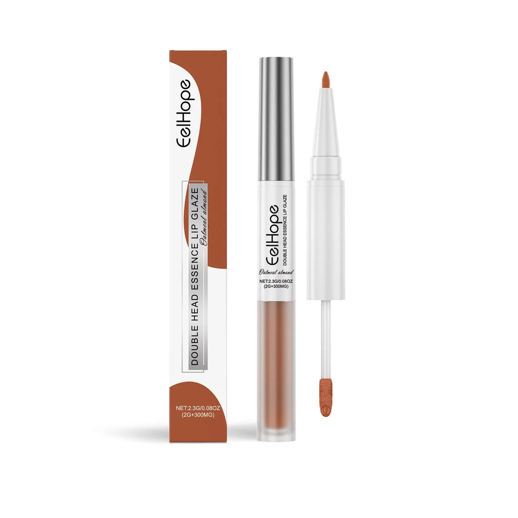Double-headed lip liner and lacquer pen in Black Coffee Truffle shade showing both applicator ends