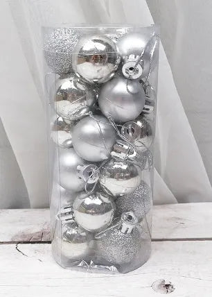3cm diameter plastic Christmas baubles with shiny matte electroplated finish in multiple colours