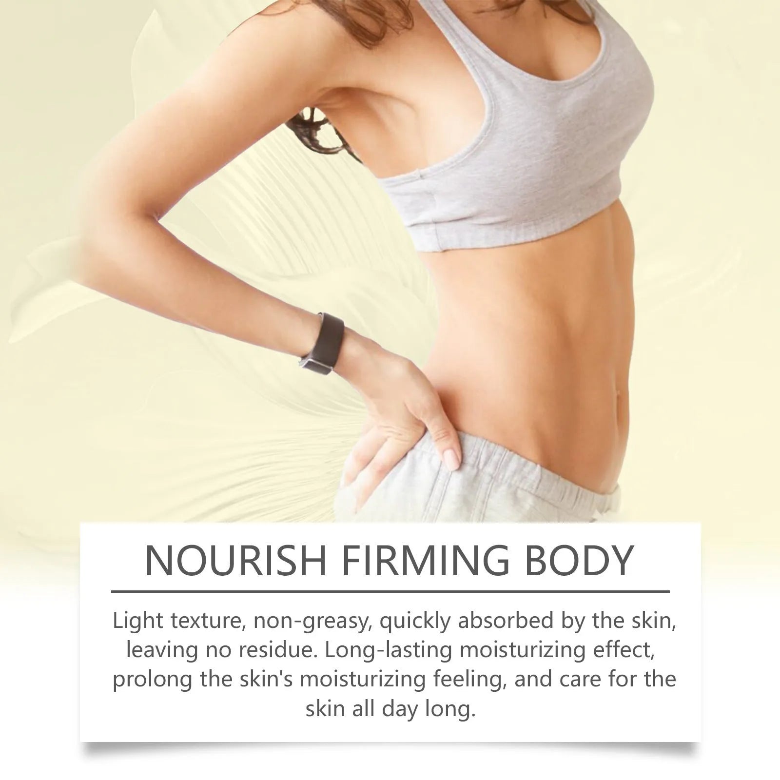 Nourishing and firming skin care set with massage oil and moisturising cream bottles