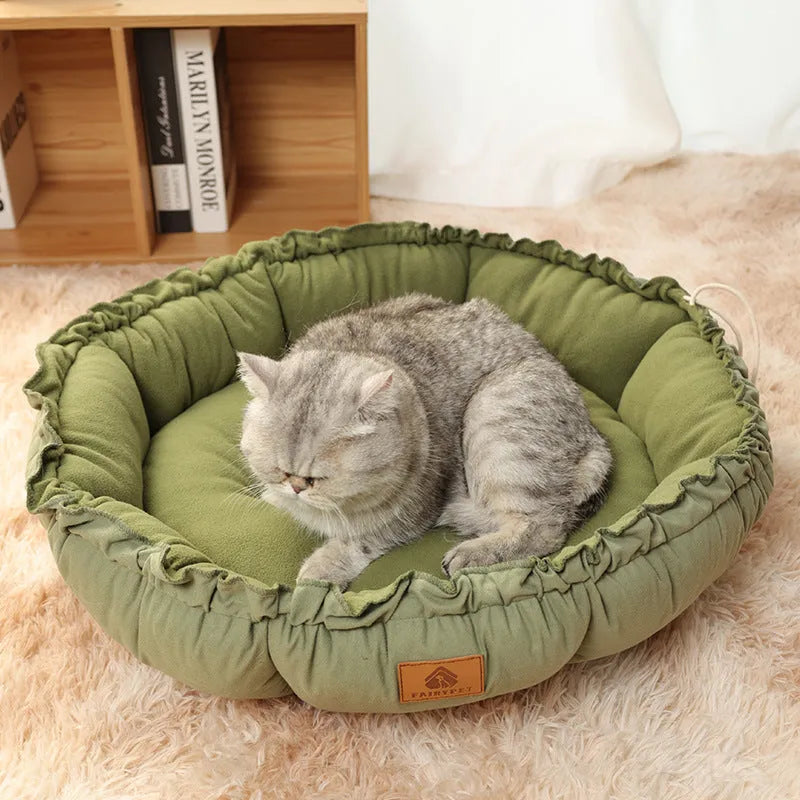 Reversible donut pet bed for cats and small dogs with removable cover in grey colour