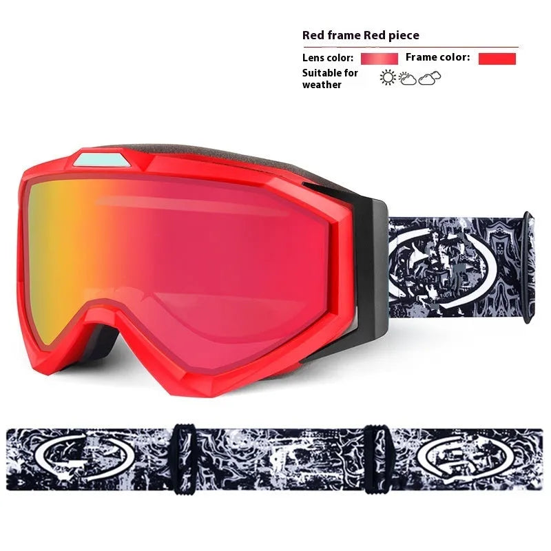 Motorcycle goggles with double-layer anti-fog lenses in various frame and lens colour options.