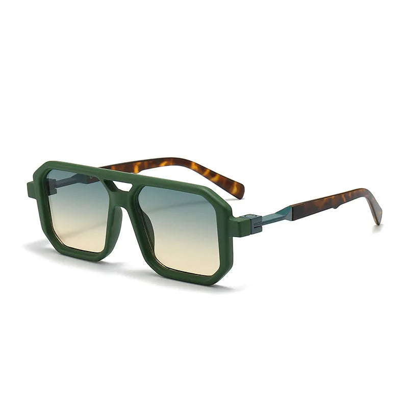 Retro double beam pilot catwalk sunglasses shown in a selection of frame and lens colour options.