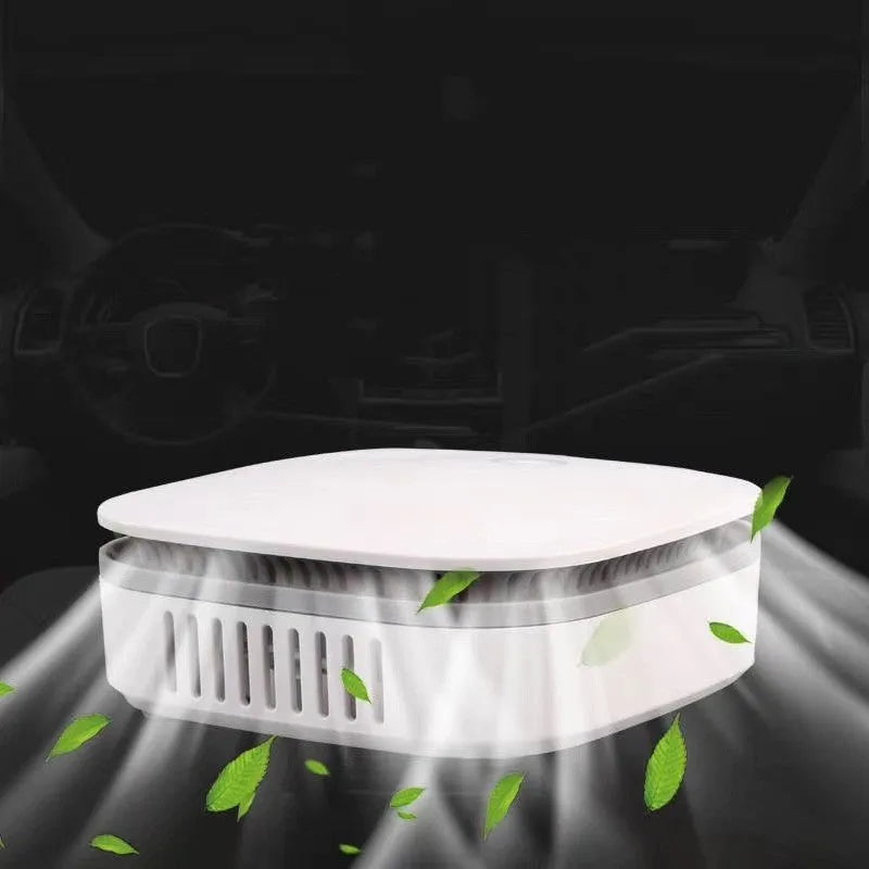 White USB-powered air purifier for car use with button control