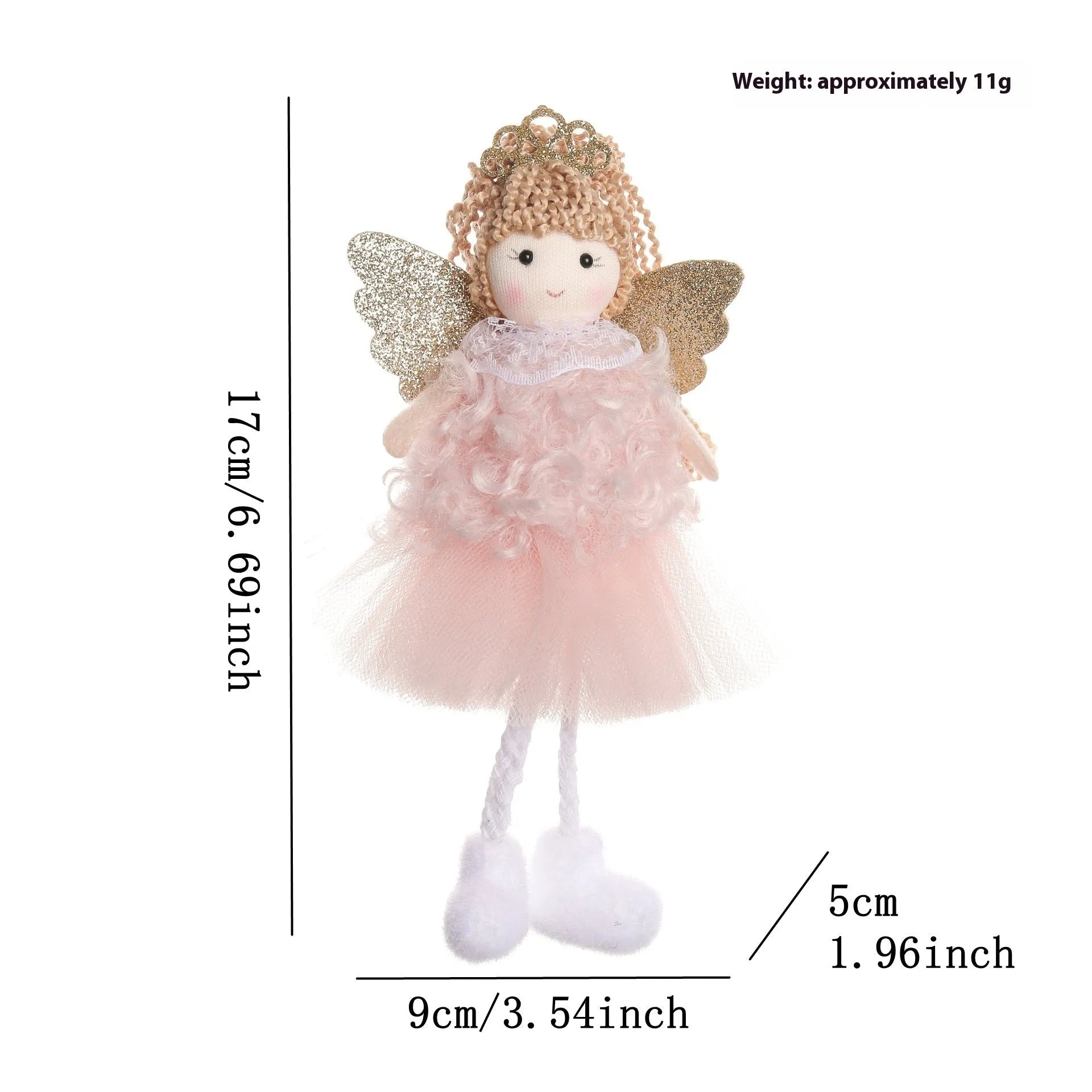 Cloth Christmas angel hair pendant for a girl's high ponytail in white, pink, and khaki styles.