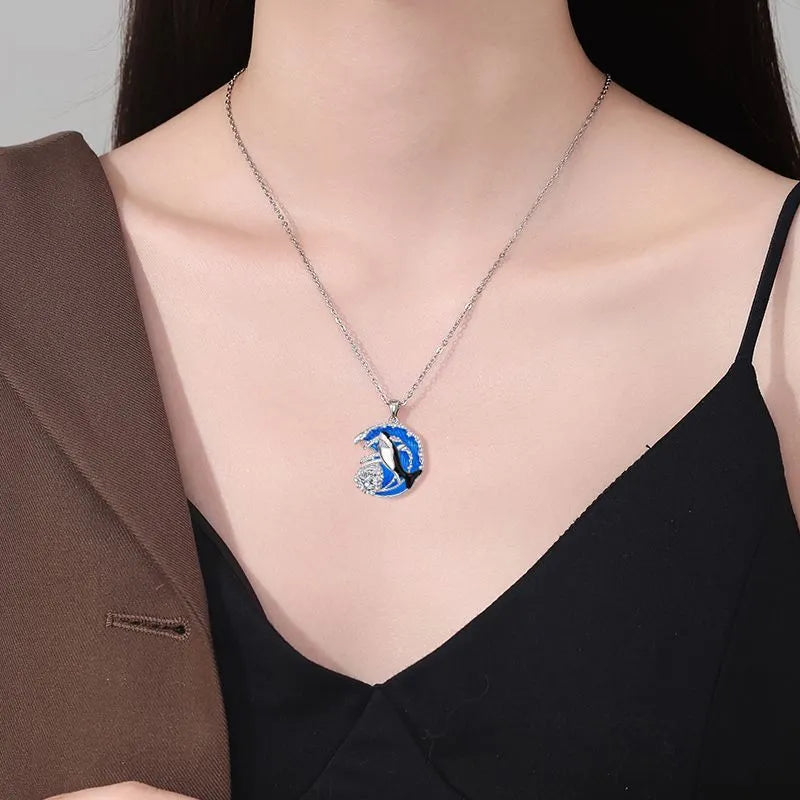 HAILANG women's shark necklace with copper pendant on adjustable gold-tone cross chain