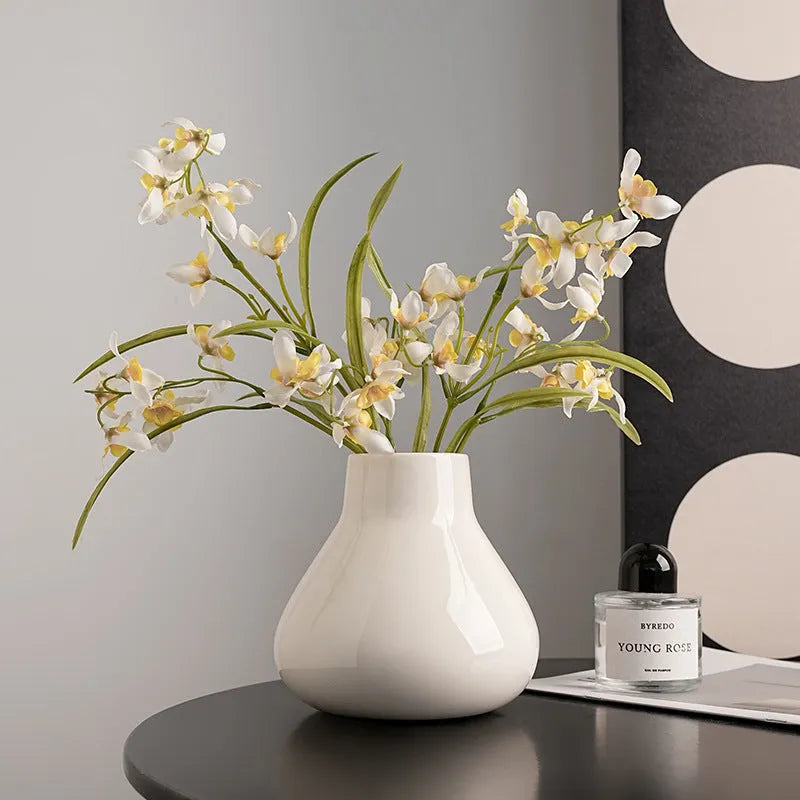 Ceramic round belly French vase with coloured glaze finish in black colour option