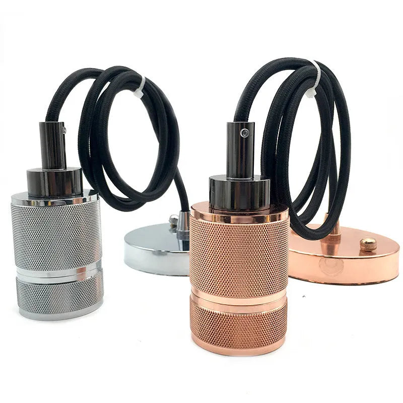 DIY decorative chandelier assembly kit with braided power cord and electroplated lamp holder in multiple colour finishes