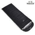 Black down sleeping bag with envelope structure and white goose down filler