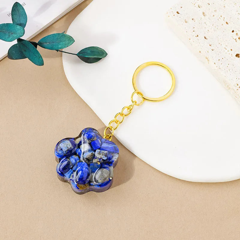 Natural crystal cat's paw keychain pendant in random colour option
