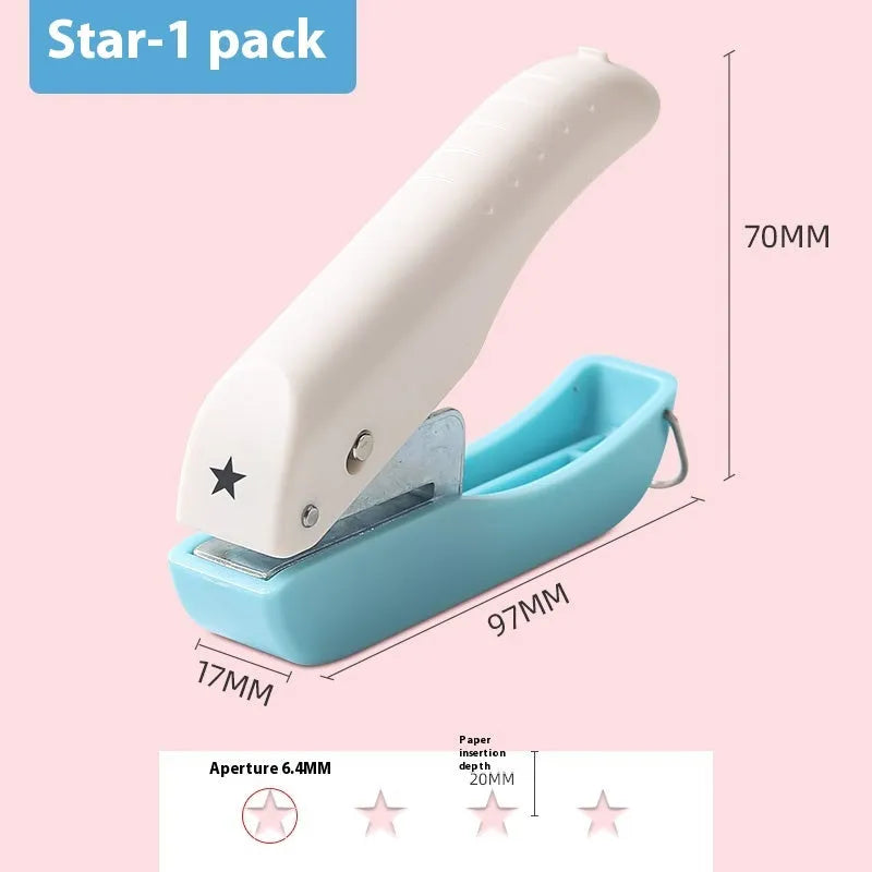 4mm small embossed kindergarten pattern manual punching machine with star and heart shapes