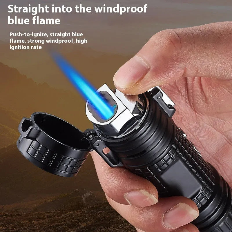 TH727 multi-functional metal flashlight lighter showing camouflage colour option