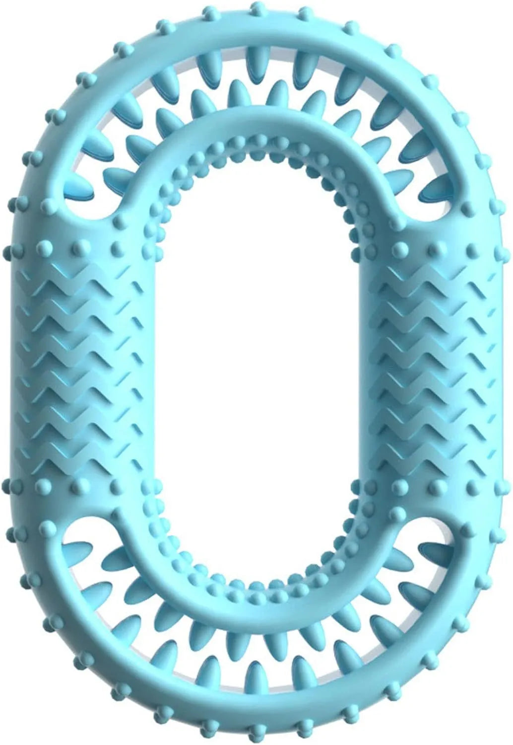 Blue green pink O-ring shaped durable dog chew toy for aggressive chewers size 12.5 cm