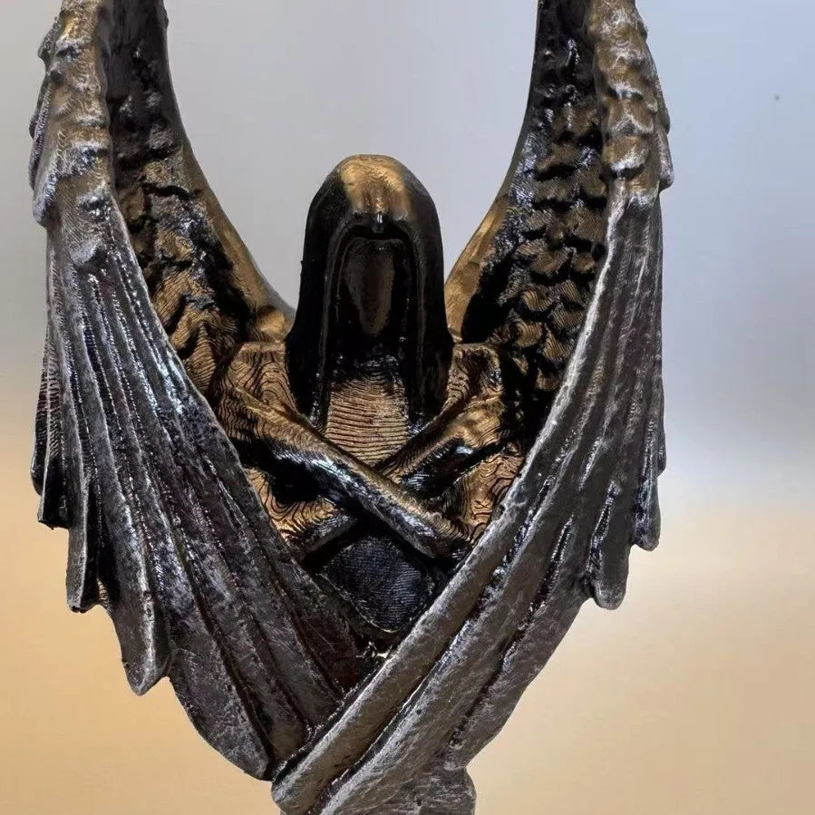 Dark angel resin ornament figurine measuring 6.5 by 5 by 17 centimetres