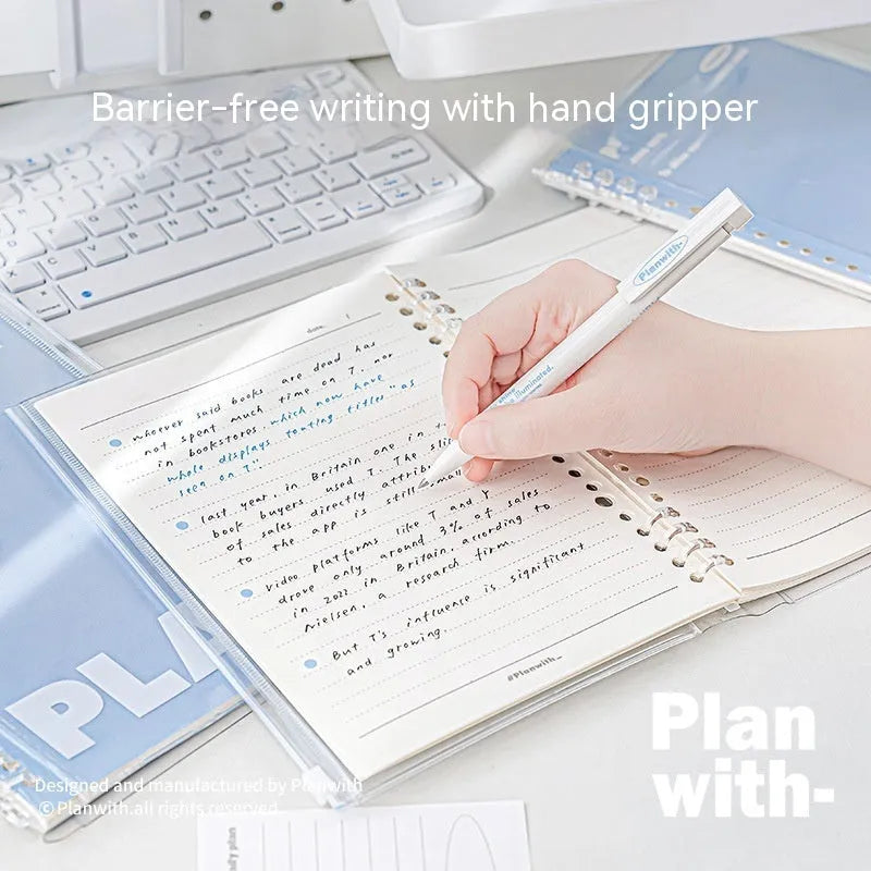 A5 PVC can store spiral notebook in blue or white colour measuring 148x210mm