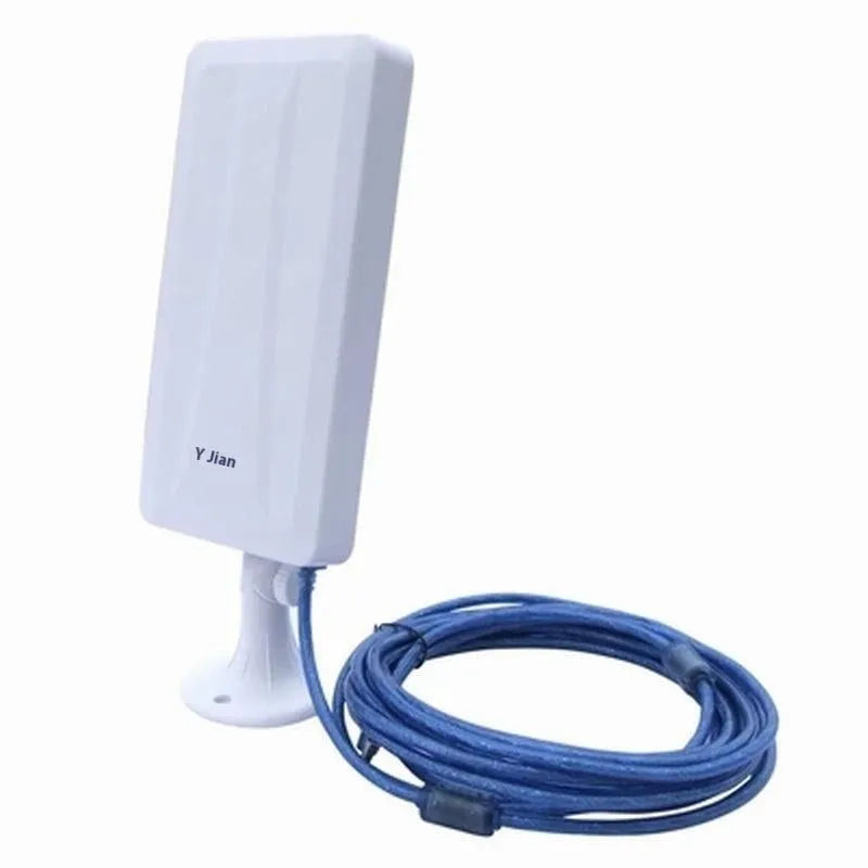 White USB wireless network card for desktop and laptop computers with extended coverage options