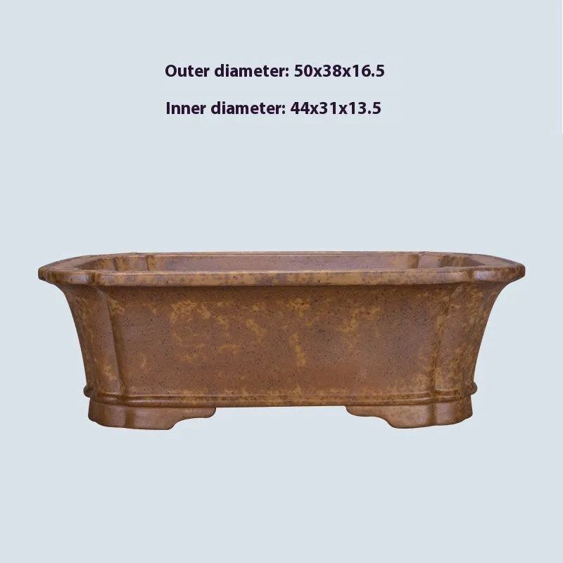 Purple sand rectangular segment floor flowerpot in modern style shown in two size options.