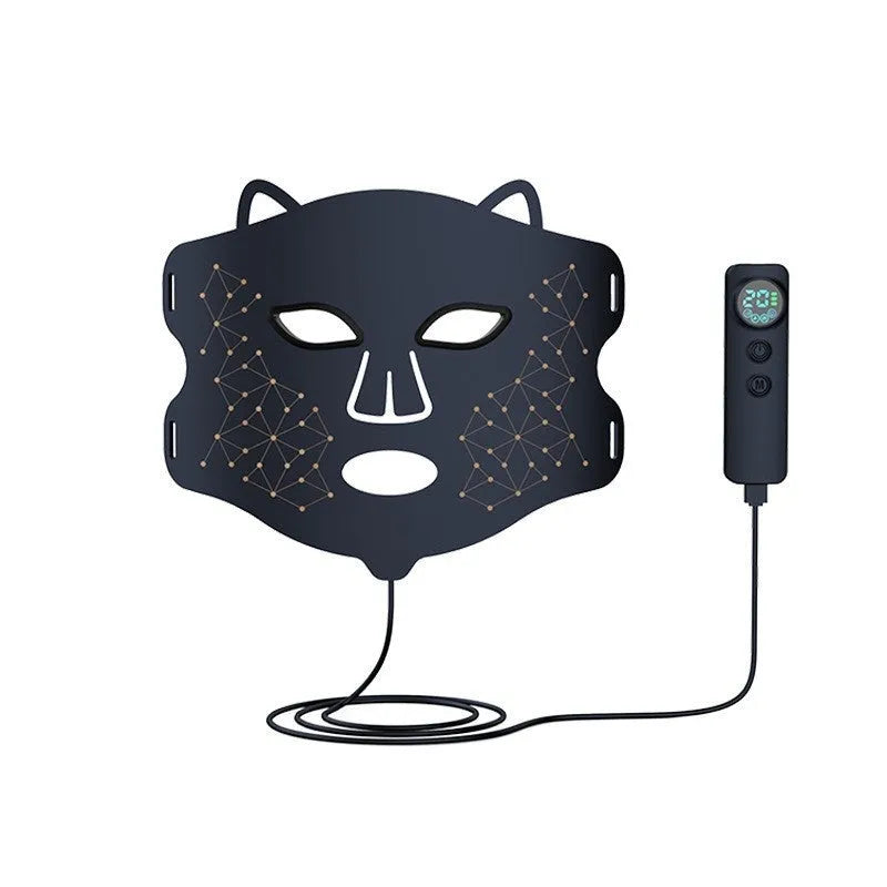 Black LED photon therapy face mask for home skin care treatment.