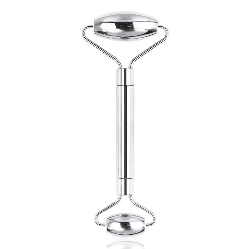 Stainless steel facial massage board set with heart-shaped eye tool and double-head roller