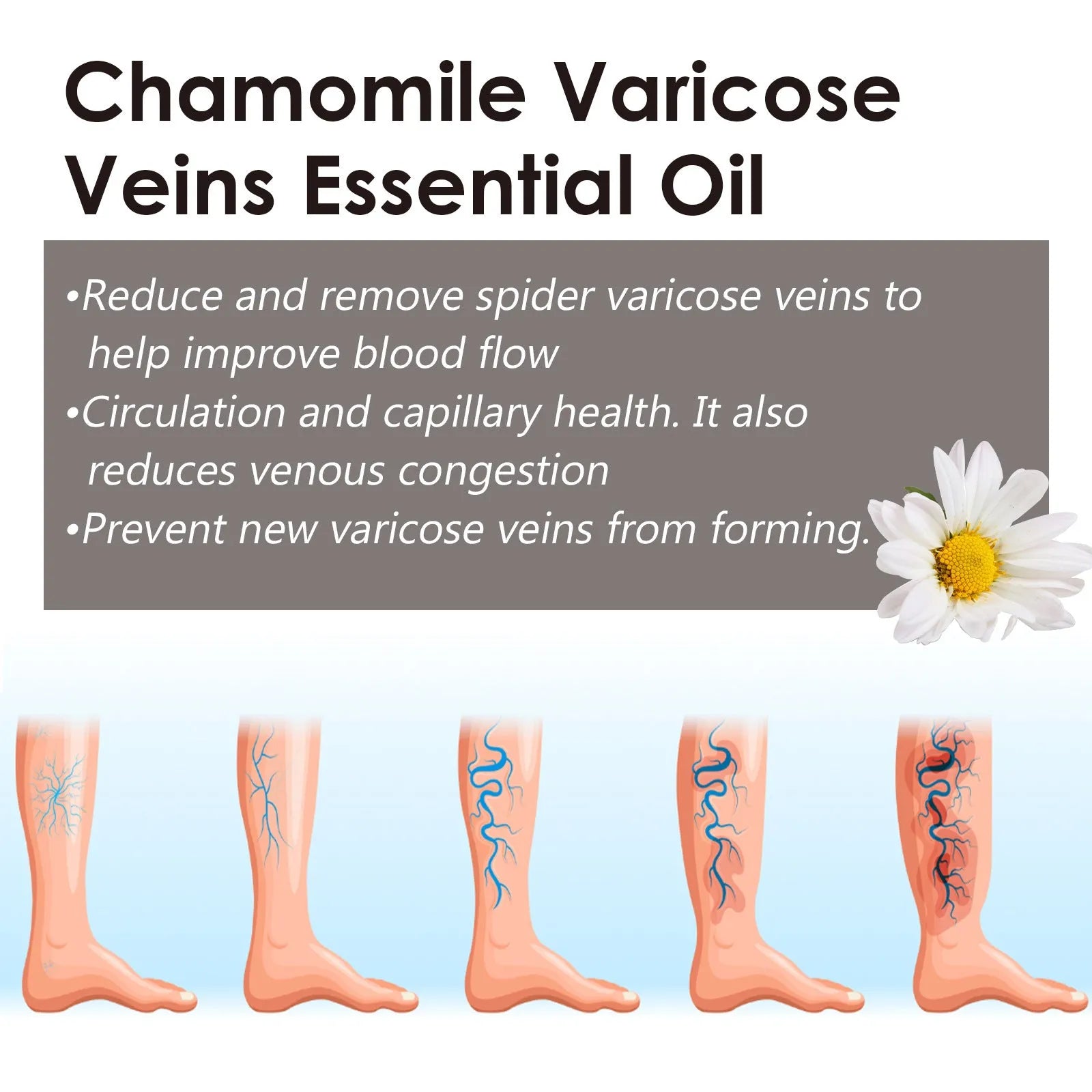 10ml chamomile essential oil bottle for leg massage and skin care