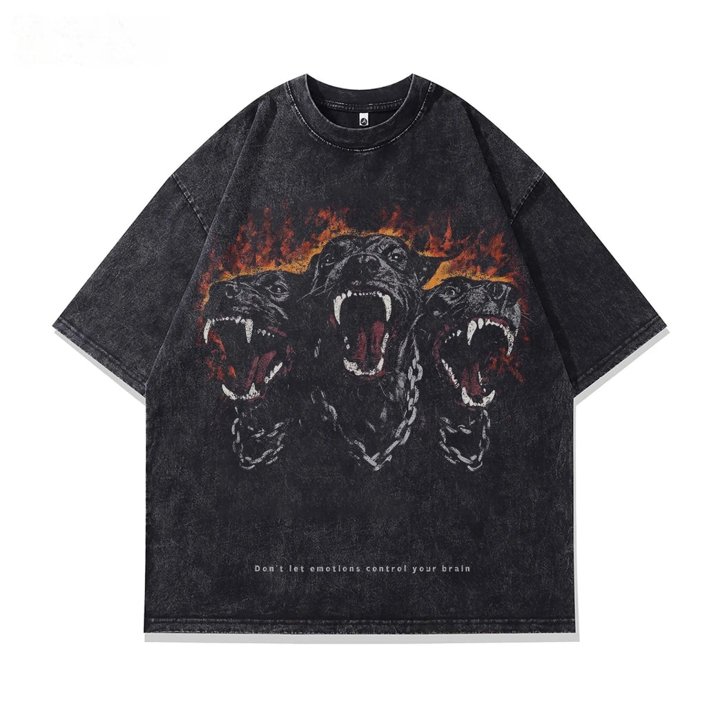 Men's printed pure cotton summer t-shirt in loose fit with character design
