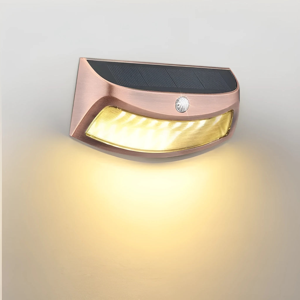 Solar powered outdoor wall light with retro smiling face design for garden courtyard decoration