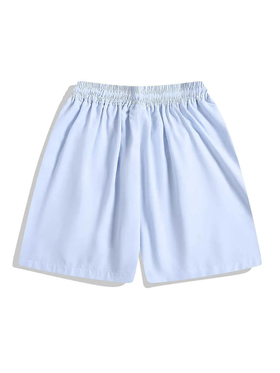Black loose-fit sports shorts with elastic waistband and above-knee length for training