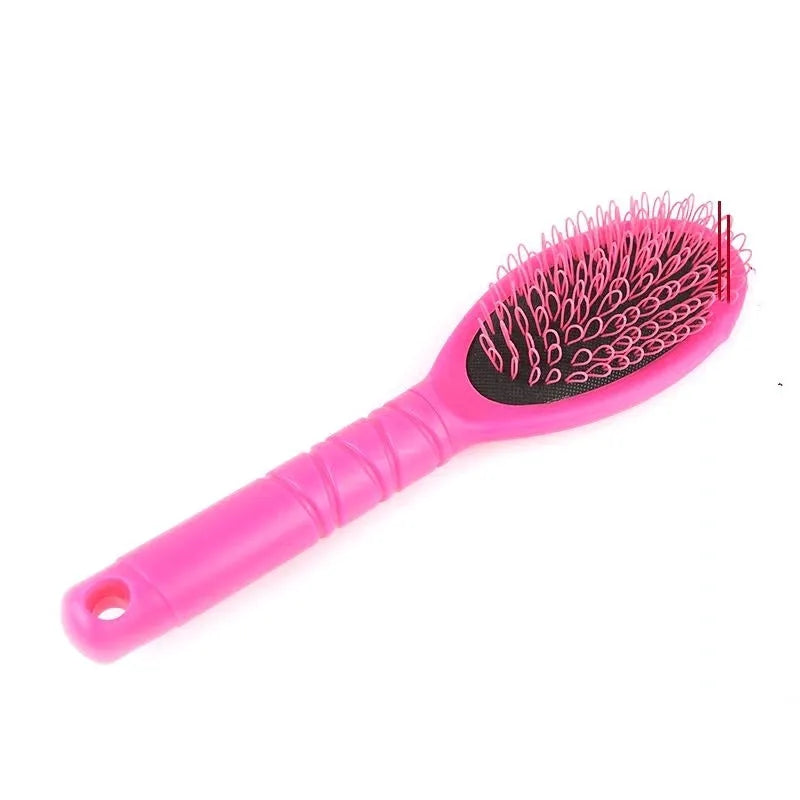 Black and pink plastic hairdressing comb with ring teeth for hair extension application