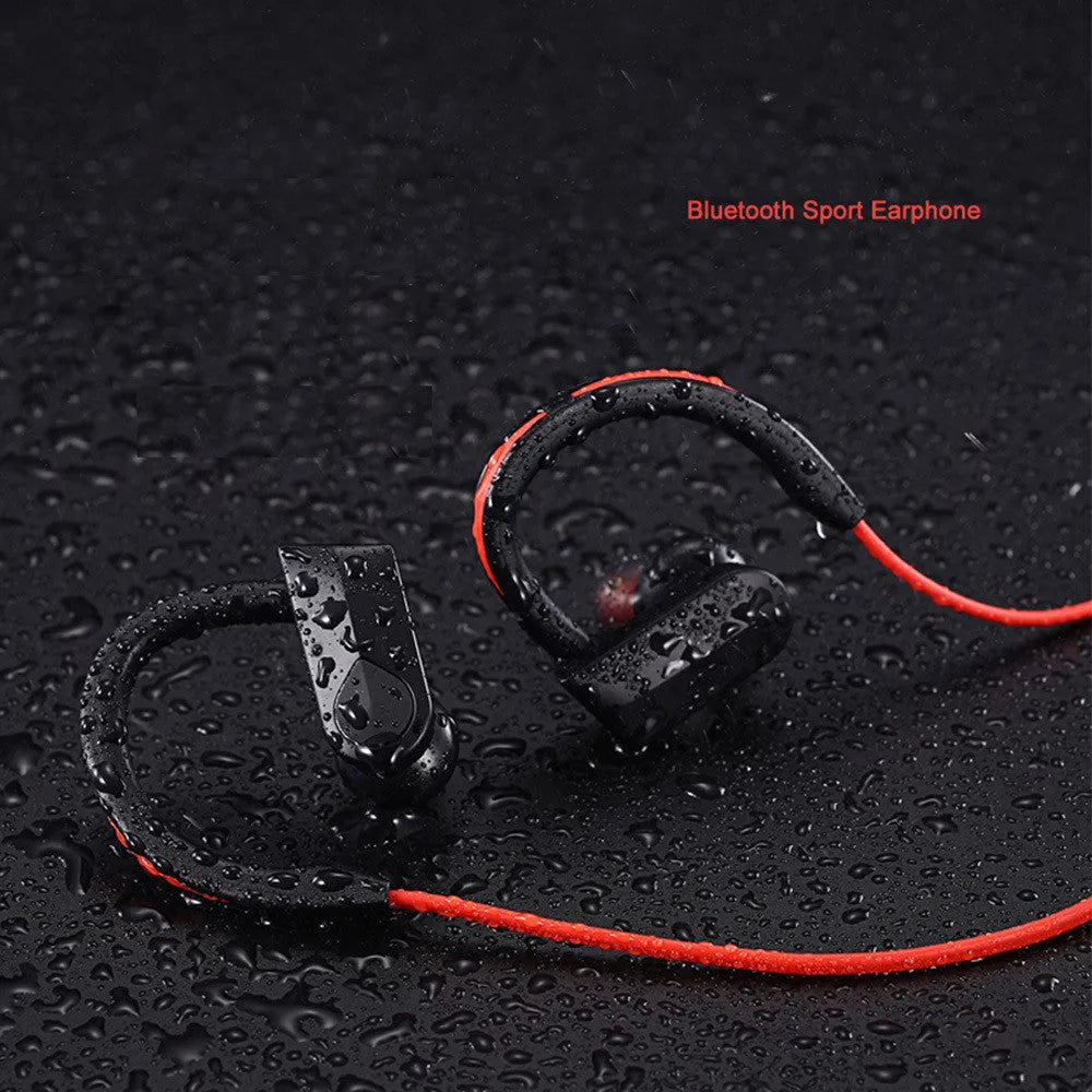 Wireless neckband Bluetooth earphones showing black colour variant with USB charging cable