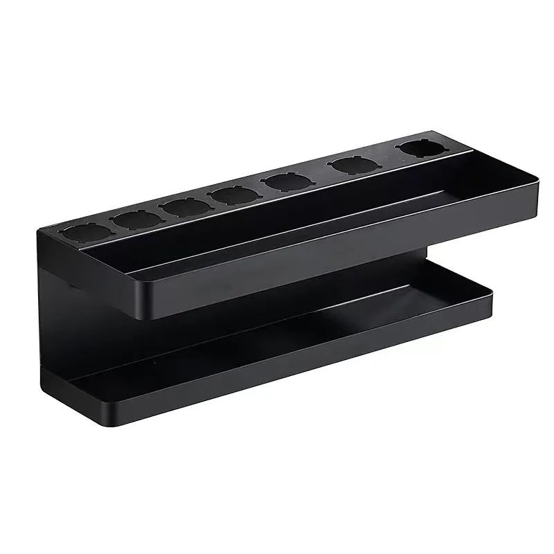 White aluminium punch-free bathroom storage rack with double layers for Marcel waver curlers