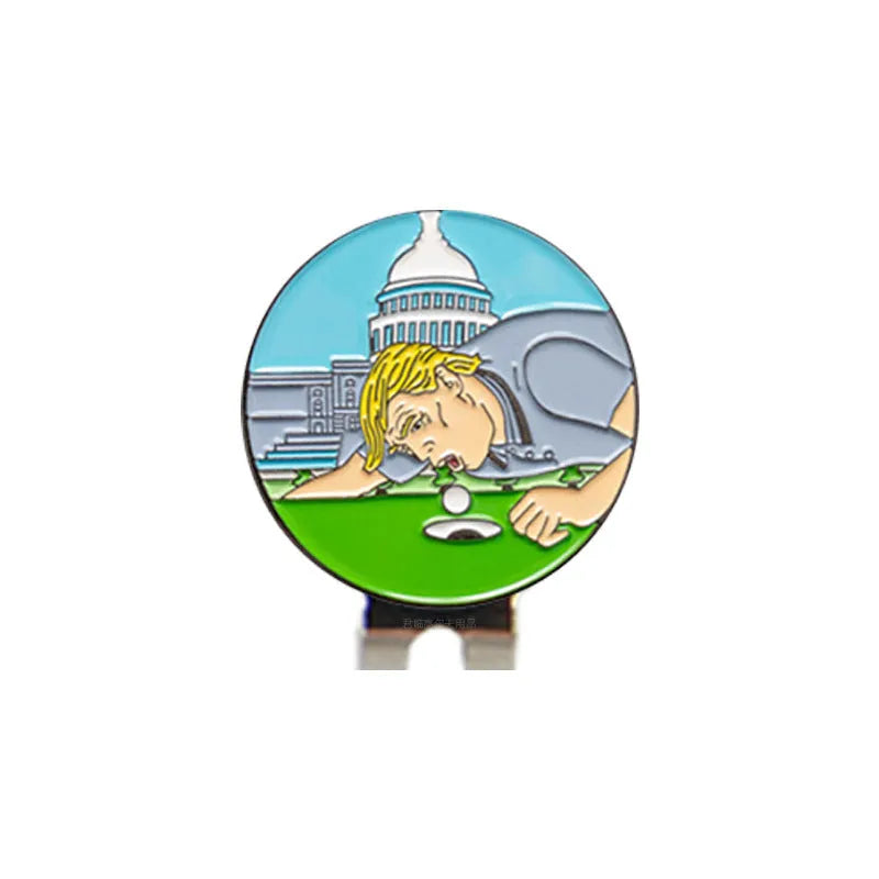 Zinc alloy hat clip with creative metal craft patterns for golf accessories