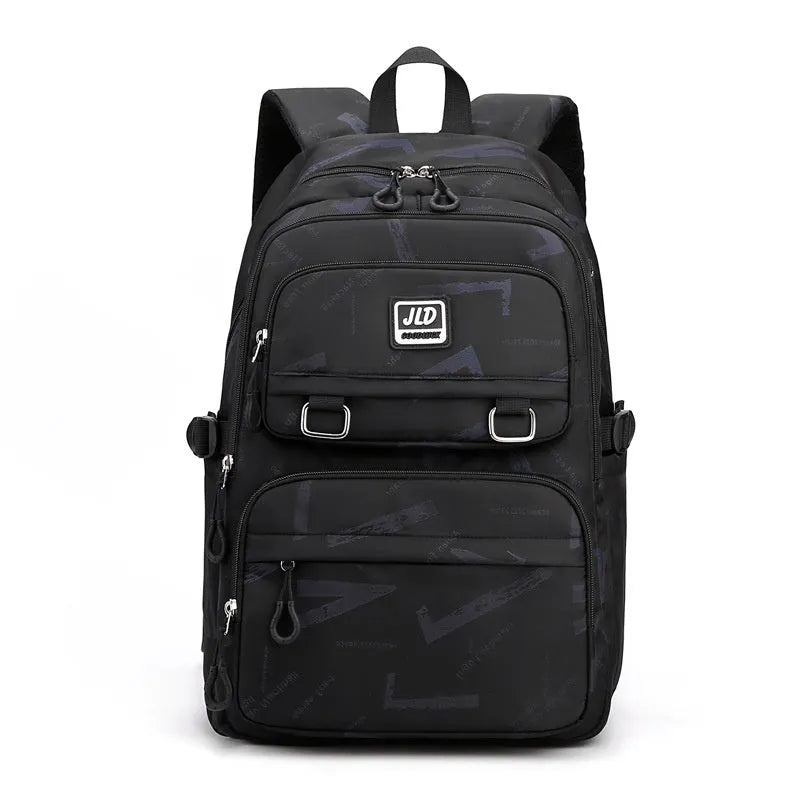 Large capacity girls' school backpack in nylon, showing colour options and physiological back support design.