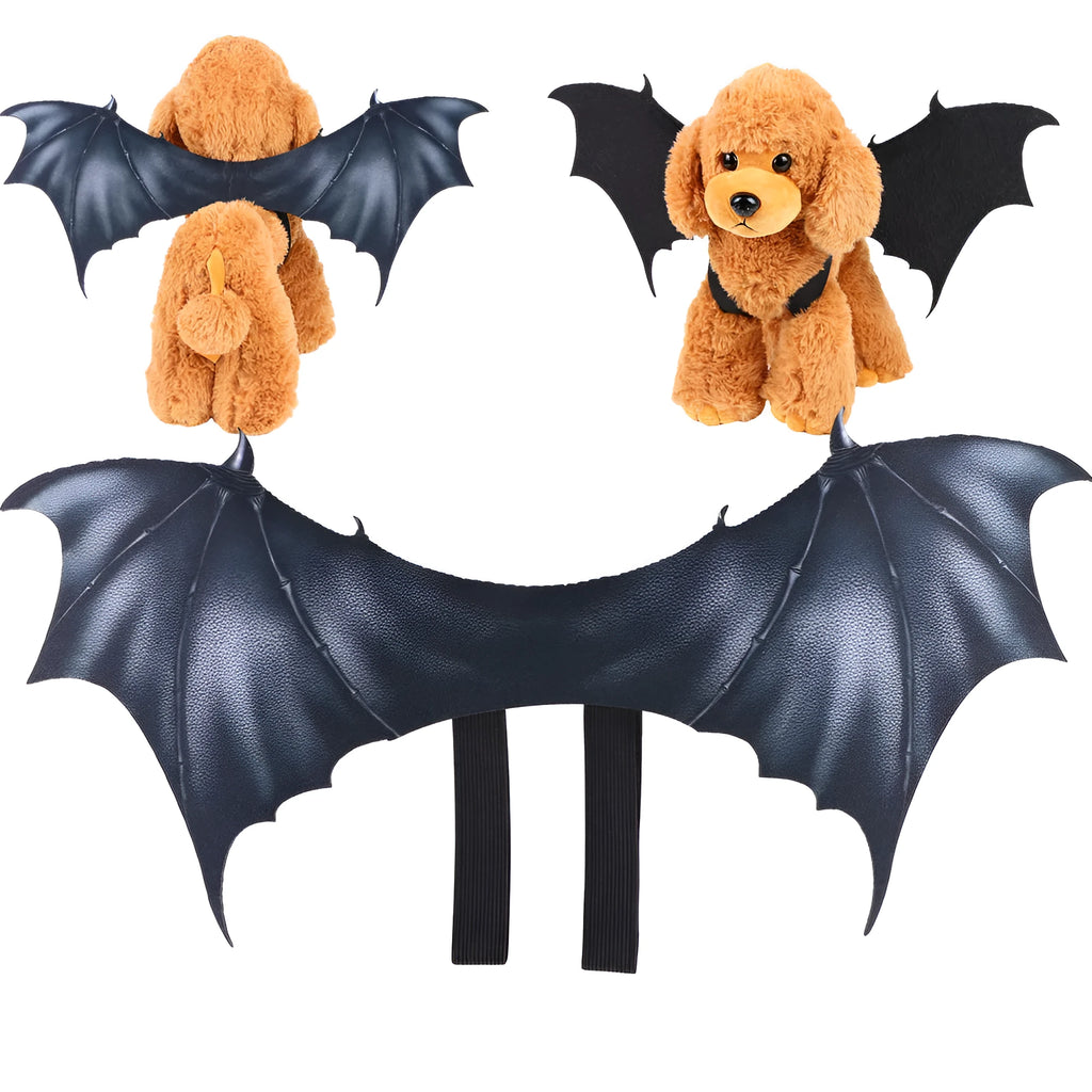 Black cloth bat wing Halloween costume for pets in three size options