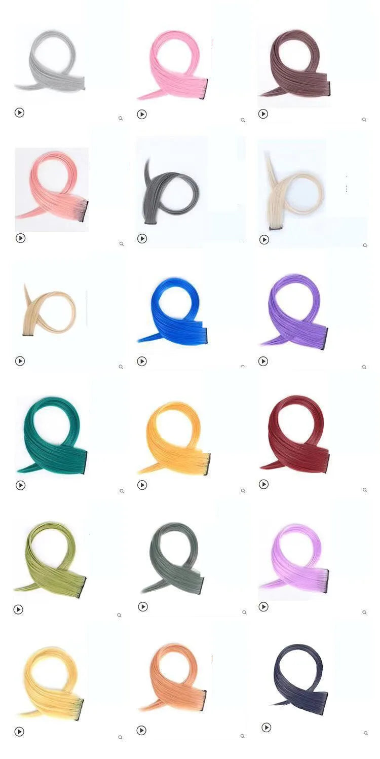 60cm curly gradient hair extension patch in mixed silk material showing colour options