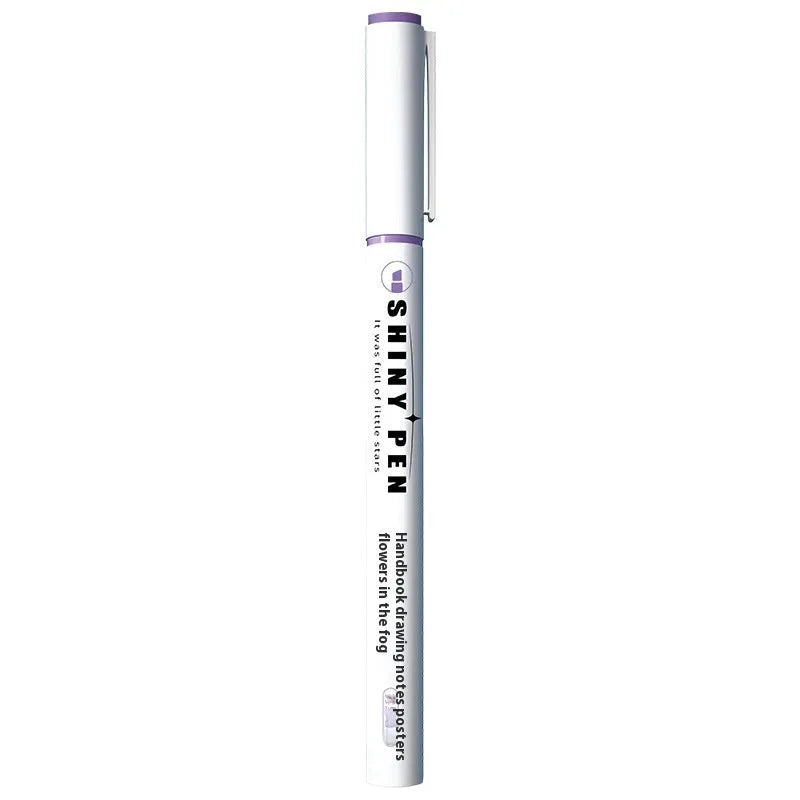 Set of four glitter fluorescent highlighter pens with slanted tips in assorted colours