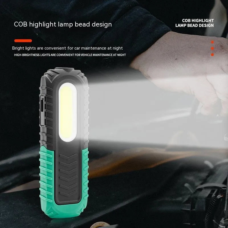 Black and green PET-coated USB auto repair work light for vehicle maintenance inspection