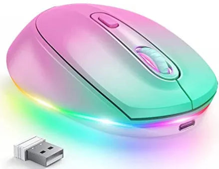 24g wireless optical mouse with USB charging cable on a desk