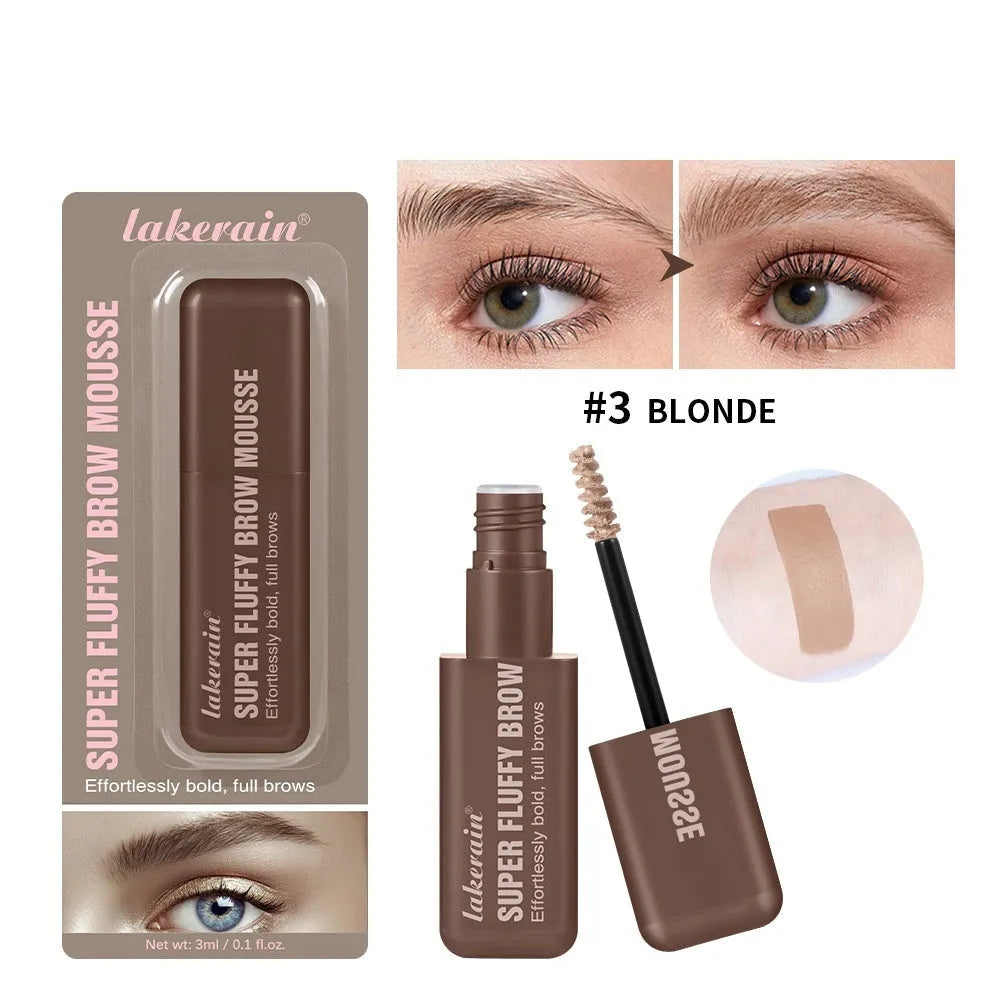 Eyebrow mousse cream in six colour shades including brown and black options