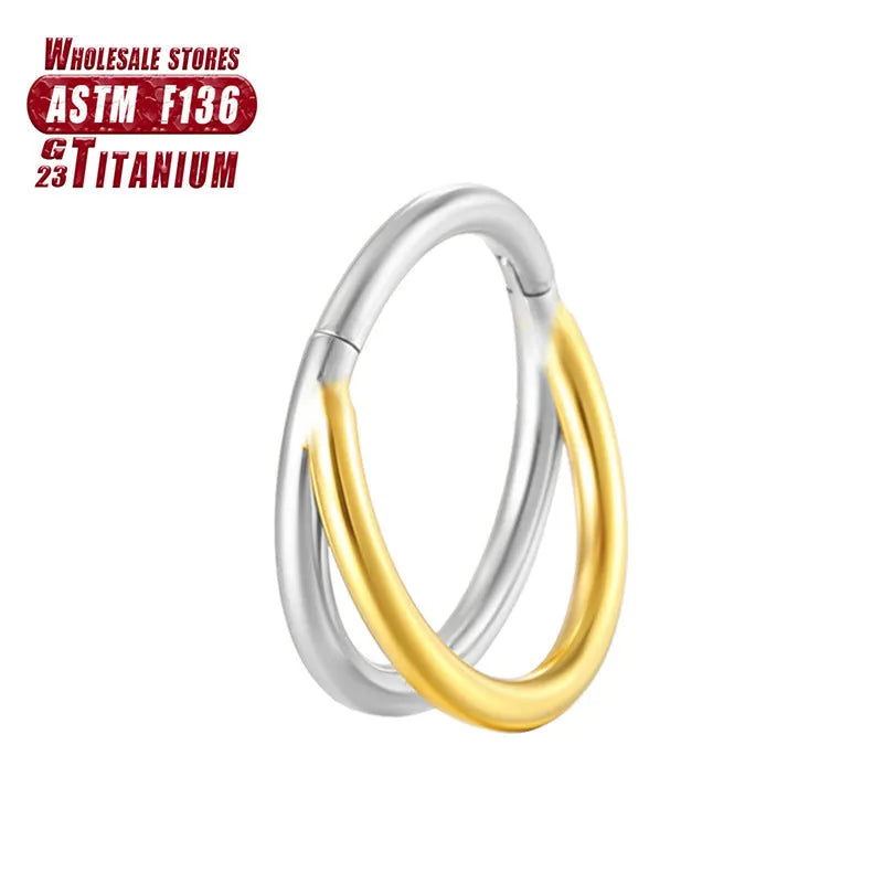 F136 titanium alloy fork nose ring body jewellery in silver, gold, black, and rose gold colours.