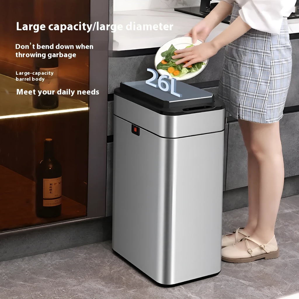 Stainless steel square inductive smart trash can with automatic sensor lid