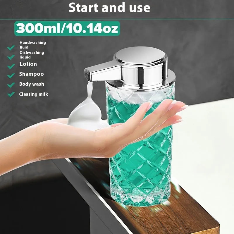 Automatic sensing soap dispenser with silver finish and USB Type-C charging port